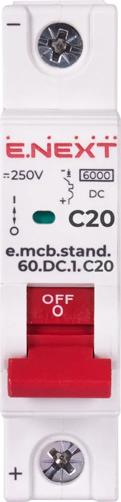 Модульний автоматичний вимикач e.mcb.stand.60.DC.1.C20, 1р, 20А, C, 6кА, DC — фото 1