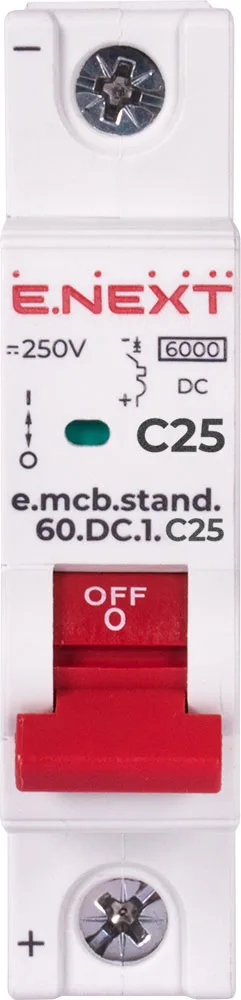 Модульний автоматичний вимикач e.mcb.stand.60.DC.1.C25, 1р, 25А, C, 6кА, DC — фото 1