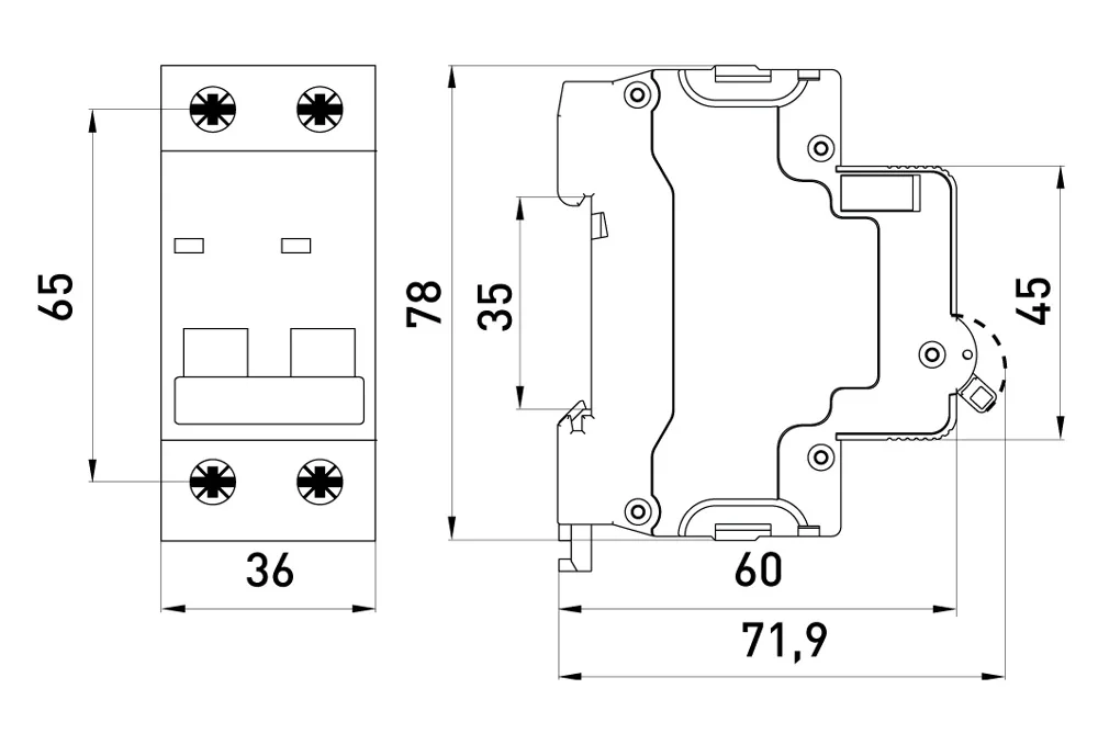 Модульний автоматичний вимикач e.mcb.stand.60.DC.2.C1, 2р, 1А, C, 6кА, DC — фото 6