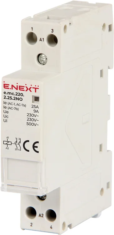 Модульный контактор e.mc.220.2.25.2NO, 2P, 25А, 2NO, 220В