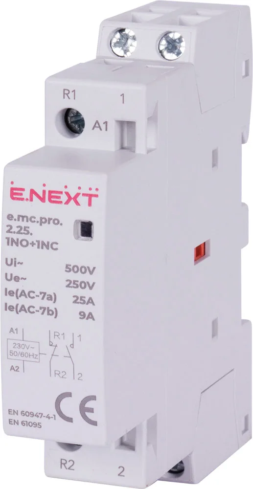 Модульний контактор e.mc.pro.2.25.1NO+1NC, 2р, 25А, 1NO+1NC, 220В