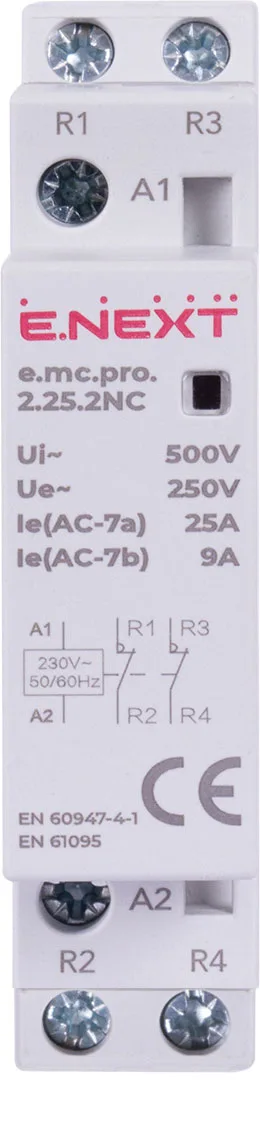 Модульний контактор e.mc.pro.2.25.2NC, 2р, 25А, 2NC, 220В