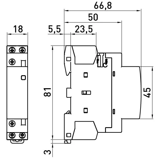 Модульний контактор e.mc.pro.2.25.2NC, 2р, 25А, 2NC, 220В