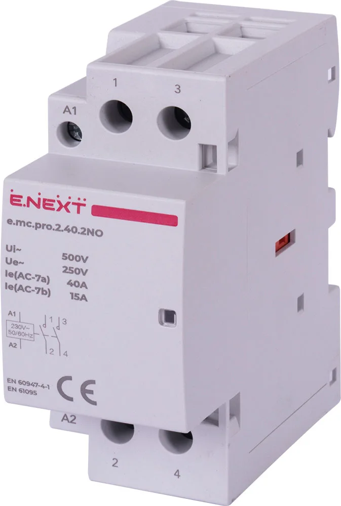 Модульний контактор e.mc.pro.2.40.2NO, 2р, 40А, 2NO, 220В