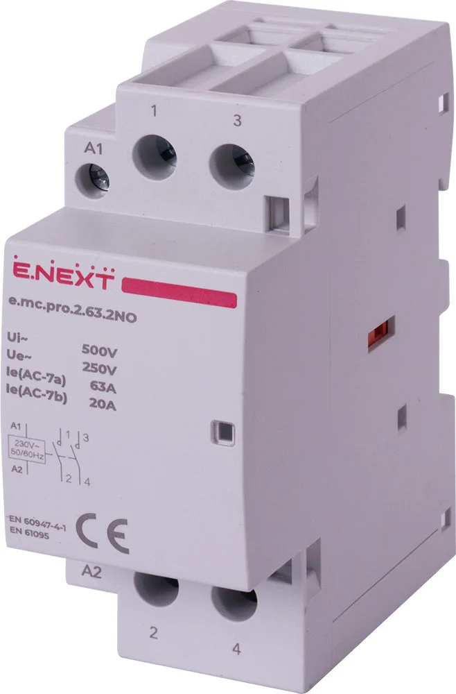 Модульний контактор e.mc.pro.2.63.2NO, 2р, 63А, 2NO, 220В