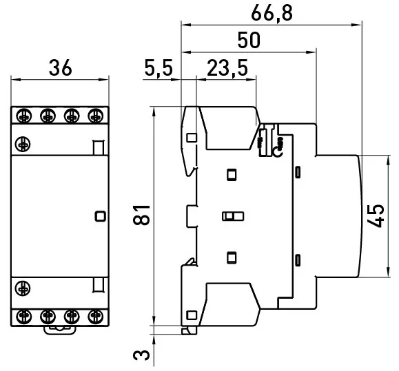Модульний контактор e.mc.pro.2.63.2NO, 2р, 63А, 2NO, 220В