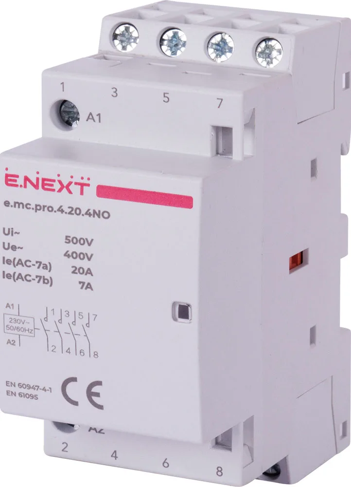 Модульний контактор e.mc.pro.4.20.4NO, 4р, 20А, 4NO, 220В