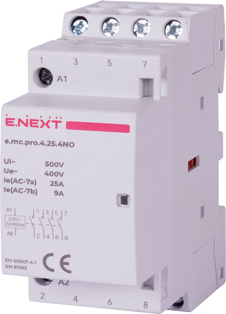 Модульний контактор e.mc.pro.4.25.4NO, 4р, 25А, 4NO, 220В