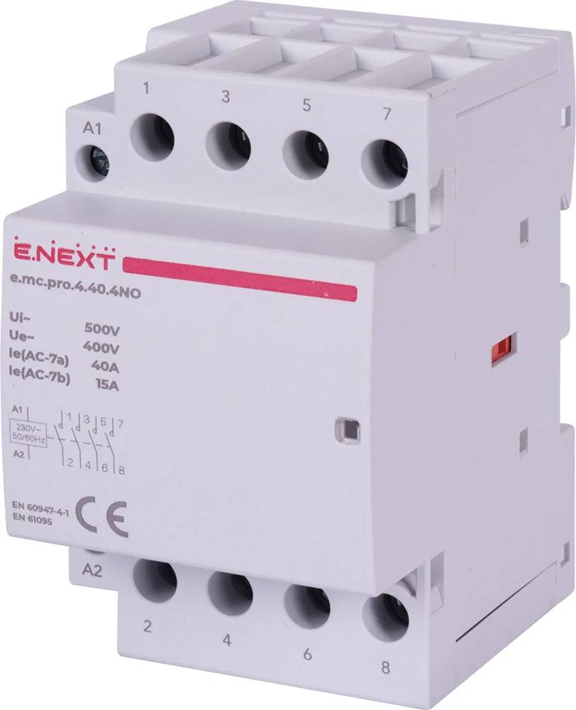 Модульний контактор e.mc.pro.4.40.4NO, 4р, 40А, 4NO, 220В