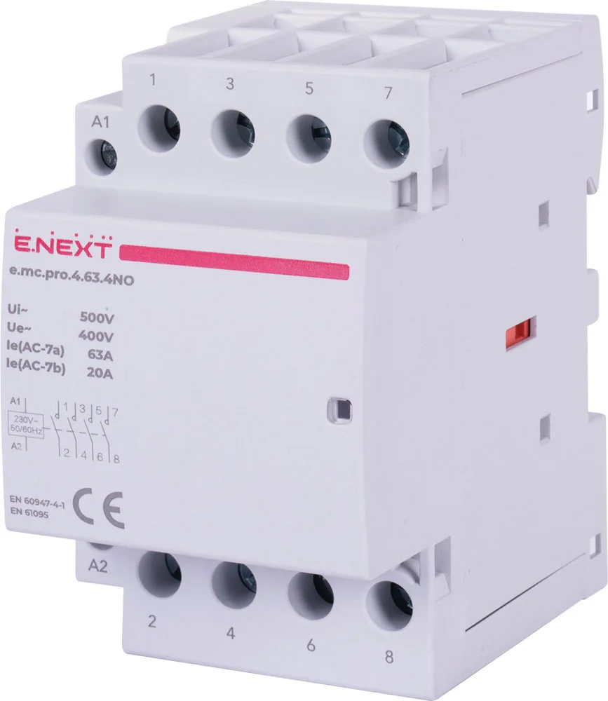 Модульний контактор e.mc.pro.4.63.4NO, 4р, 63А, 4NO, 220В