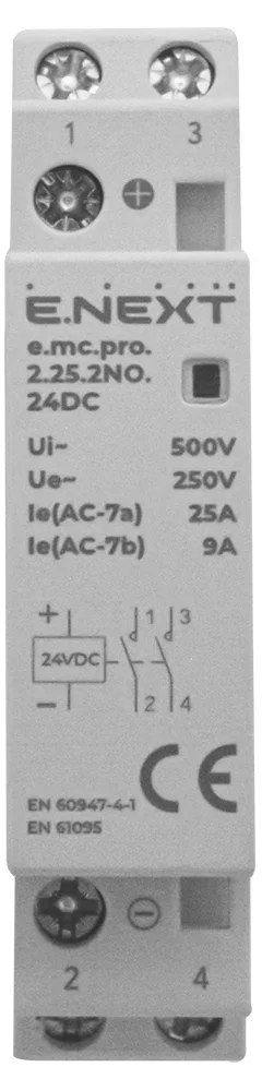 Модульный контактор e.mc.pro.2.25.2NO.24DC, 2P, 25А, 2NO, 24В