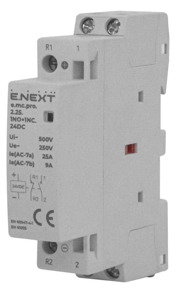 Модульный контактор e.mc.pro.2.25.1NO+1NC, 2P, 25А, 1NO+1NC, 24В