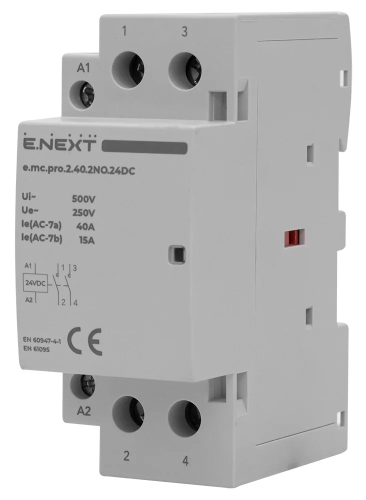 Модульный контактор e.mc.pro.2.40.2NO.24DC, 2P, 40А, 2NO, 24В