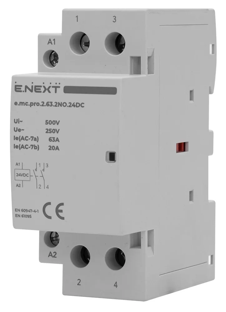Модульный контактор e.mc.pro.2.63.2NO.24DC, 2P, 63А, 2NO, 24В