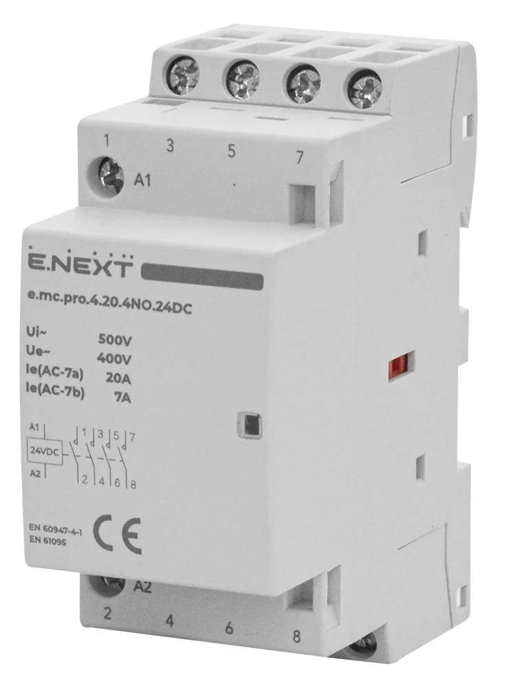 Модульный контактор e.mc.pro.4.20.4NO.24DC, 4P, 20А, 4NO, 24В