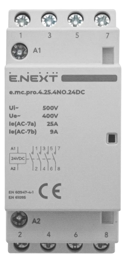 Модульный контактор e.mc.pro.4.25.4NO.24DC, 4P, 25А, 4NO, 24В