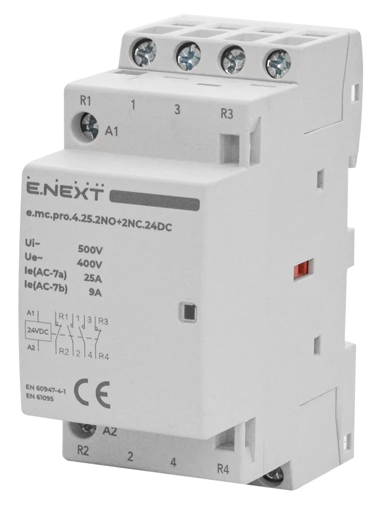 Модульный контактор e.mc.pro.4.25.2NO+2NC, 4P, 25А, 2NO+2NC, 24В