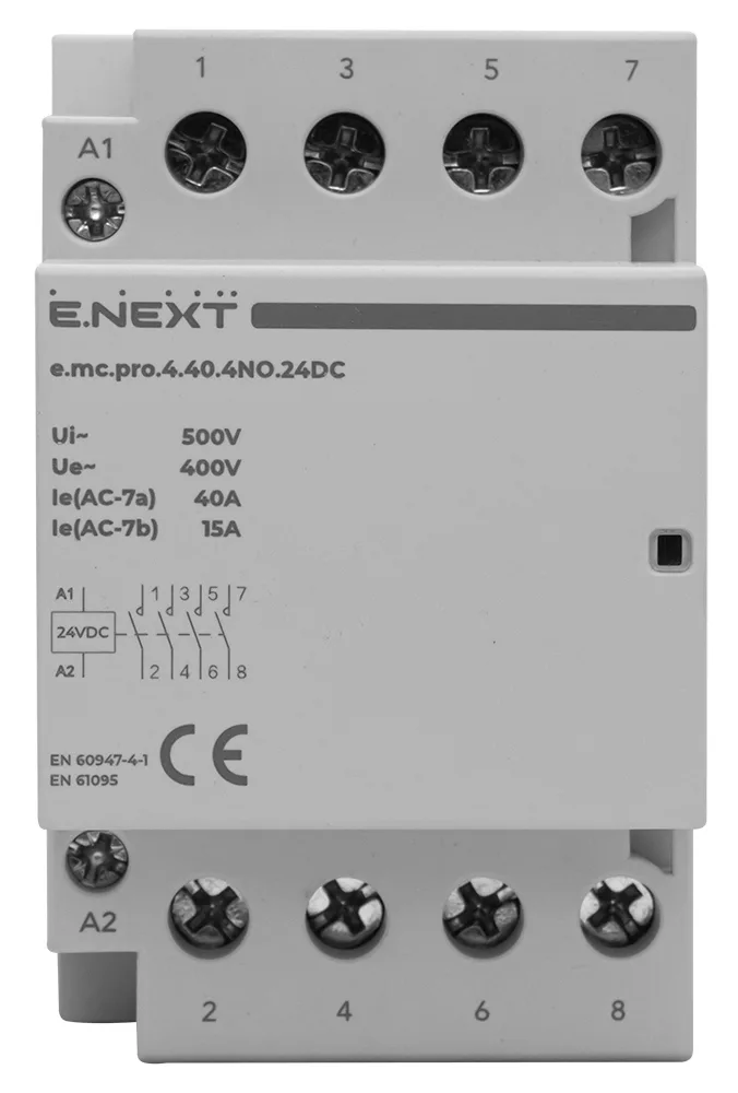 Модульный контактор e.mc.pro.4.40.4NO.24DC, 4P, 40А, 4NO, 24В