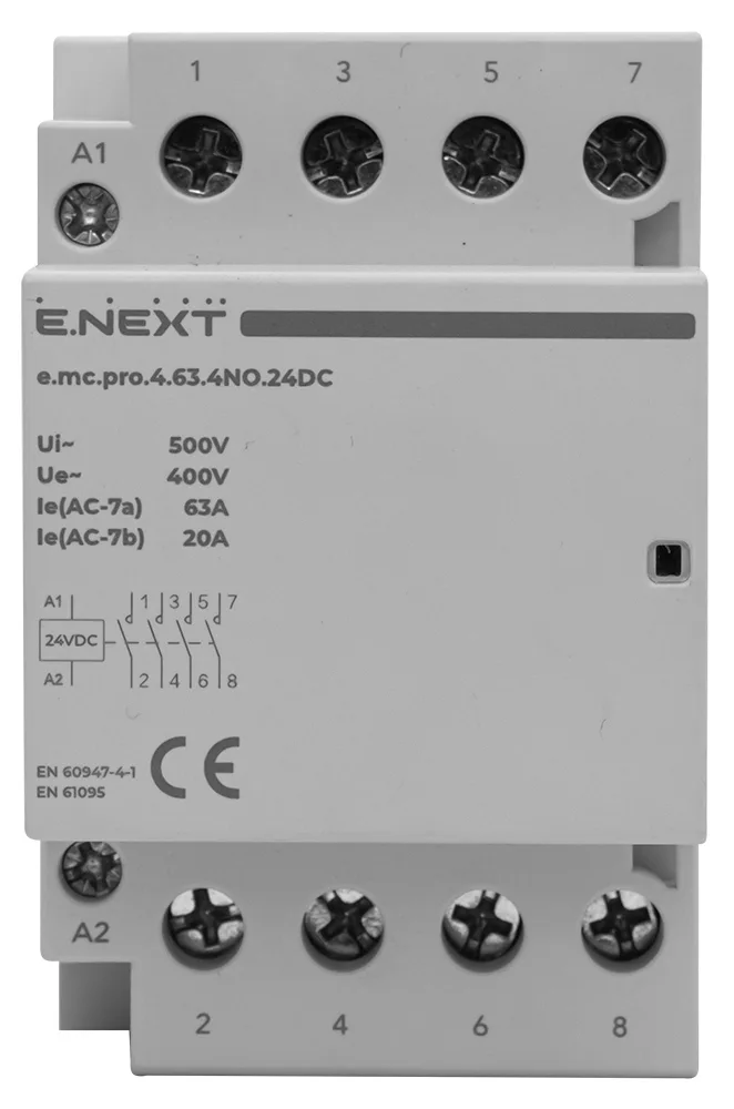 Модульный контактор e.mc.pro.4.63.4NO.24DC, 4P, 63А, 4NO, 24В