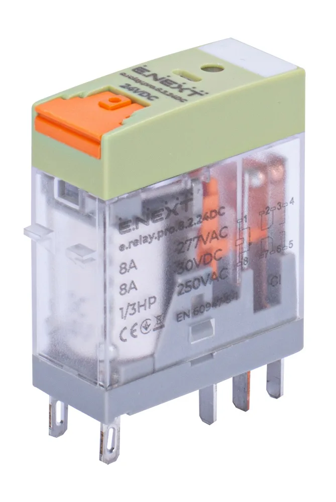 Реле промежуточное e.relay.pro.8.2.24DC, 8А, 2 группы контактов, катушка 24В DC