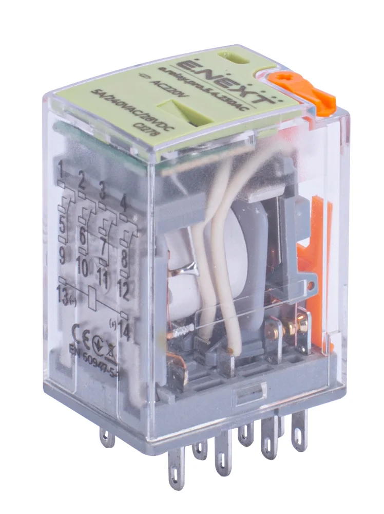 Реле промежуточное e.relay.pro.5.4.230AC, 5А, 4 группы контактов, катушка 230В АC