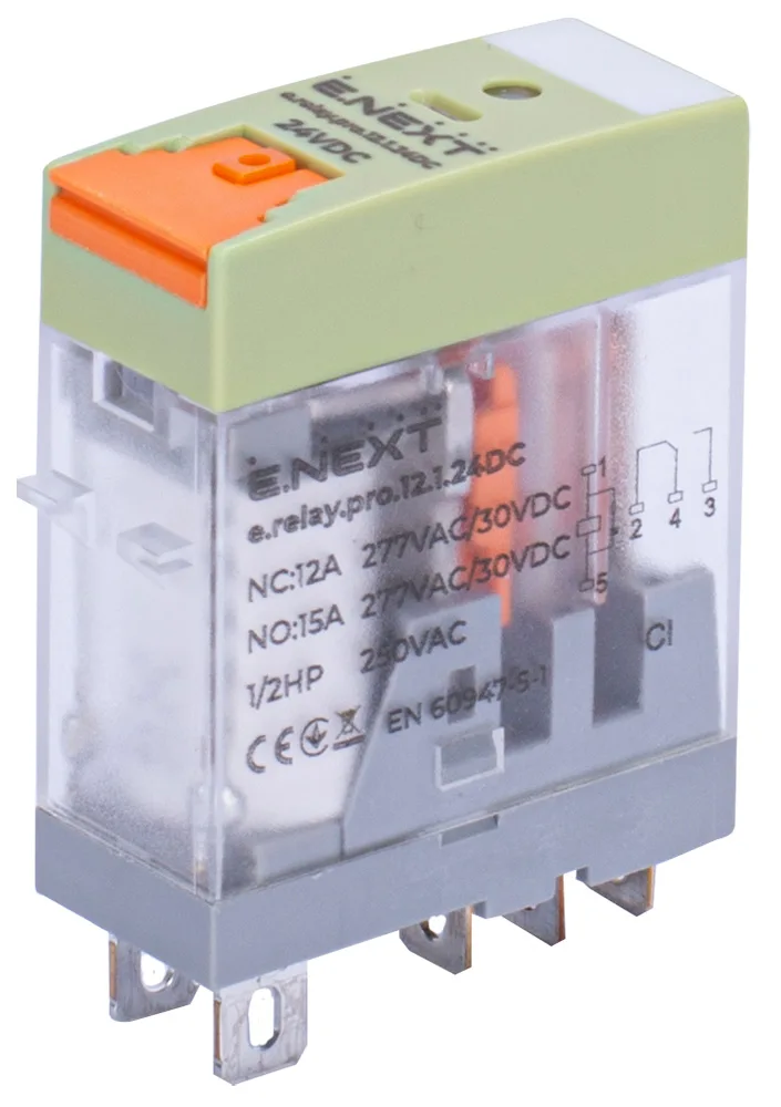 Реле проміжне e.relay.pro.12.1.24DC, 12А, 1 група контактів, котушка 24В DC