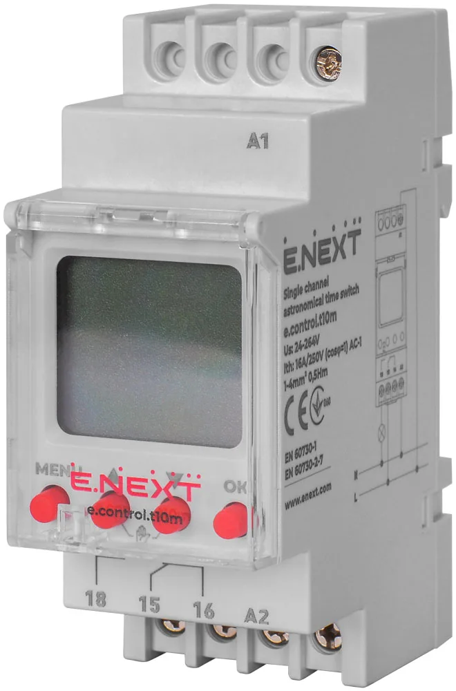 Реле часу астрономічне одноканальне e.control.t10m