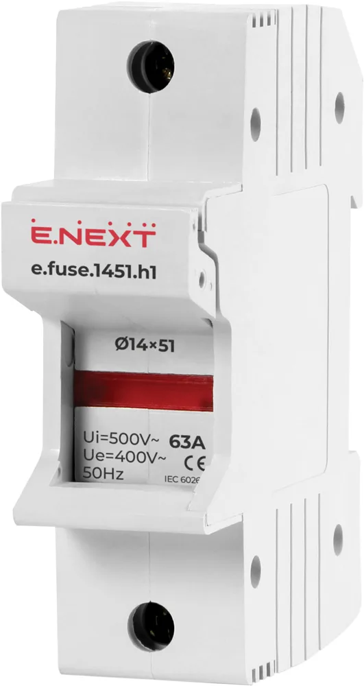 Держатель предохранителя на DIN-рейку e.fuse.1451.h1, под предохранитель 14х51, 1п, 63А