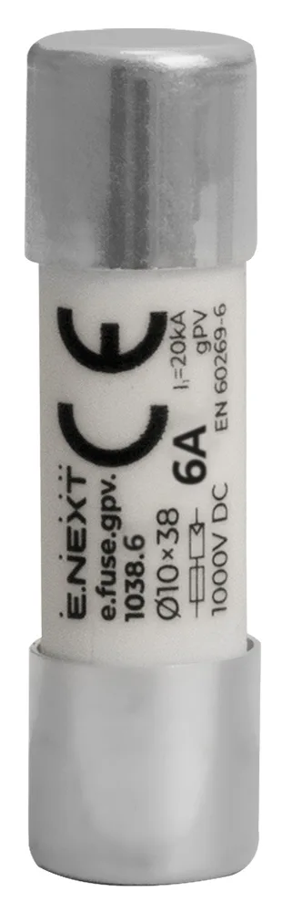 Предохранитель плавкий e.fuse.gpv.1038.6, 10x38, gPV, 6A, 1000VDC, 20kA