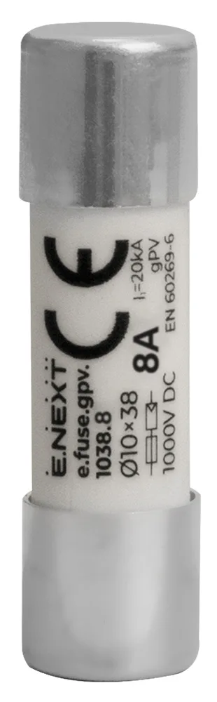 Предохранитель плавкий e.fuse.gpv.1038.8,  10x38, gPV, 8A, 1000VDC, 20kA