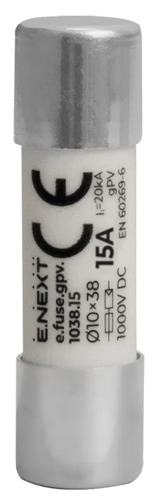 Предохранитель плавкий e.fuse.gpv.1038.15, 10x38, gPV, 15A, 1000VDC, 20kA