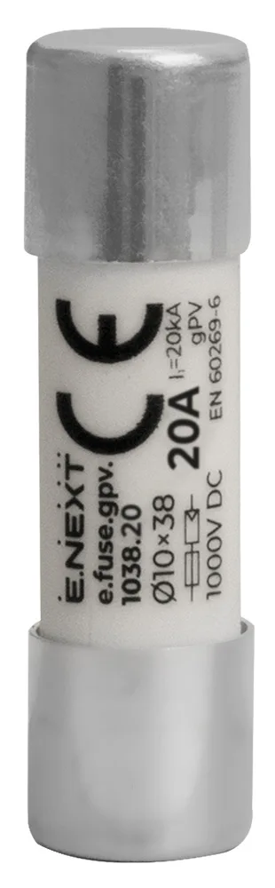 Предохранитель плавкий e.fuse.gpv.1038.20, 10x38, gPV, 20A, 1000VDC, 20kA