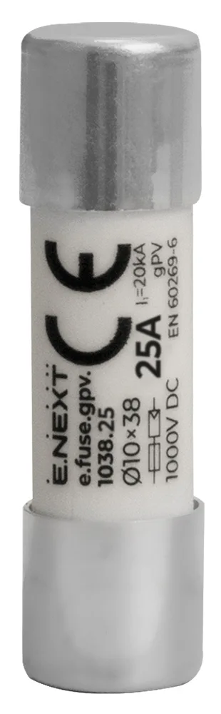 Предохранитель плавкий e.fuse.gpv.1038.25, 10x38, gPV, 25A, 1000VDC, 20kA