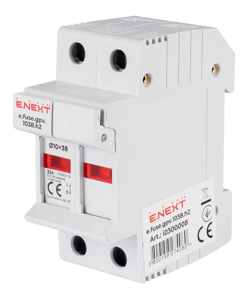 Держатель предохранителя на DIN-рейку e.fuse.gpv.1038.h2, gPV, под предохранитель 10х38, 2п, 32А