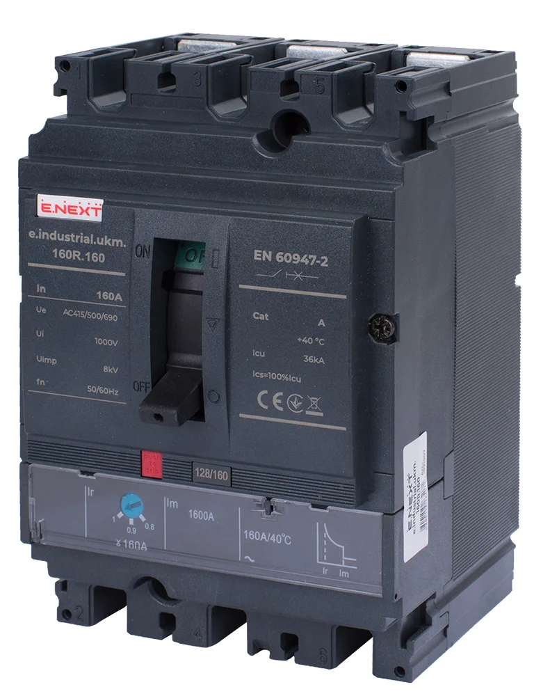 Силовий автоматичний вимикач e.industrial.ukm.160R.160 з регулюванням, 3р, 160А