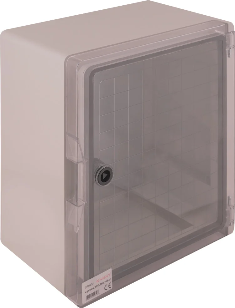 Корпус удароміцний з АБС-пластика e.plbox.300.350.165.tr, 300х350х165мм, IP65 з прозорими дверцятами