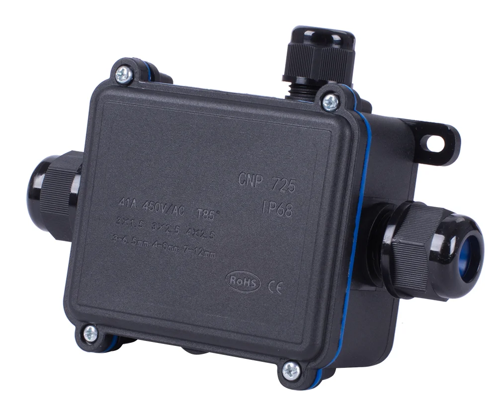 Коробка розподільча e.wdb.cnp725.3t з клемником, 138х98х42 мм, IP68