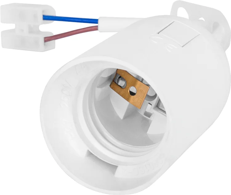 Патрон пластиковий підвісний e.lamp socket pendant..E27.pl.white, Е27, з кабелем 15см та клемною колодкою, білий