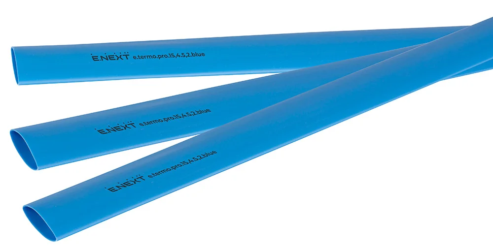 Термоусаджувальна трубка з клейовим шаром e.termo.pro.15,4.5,2.blue, 15,4/5,2, 1м, синя