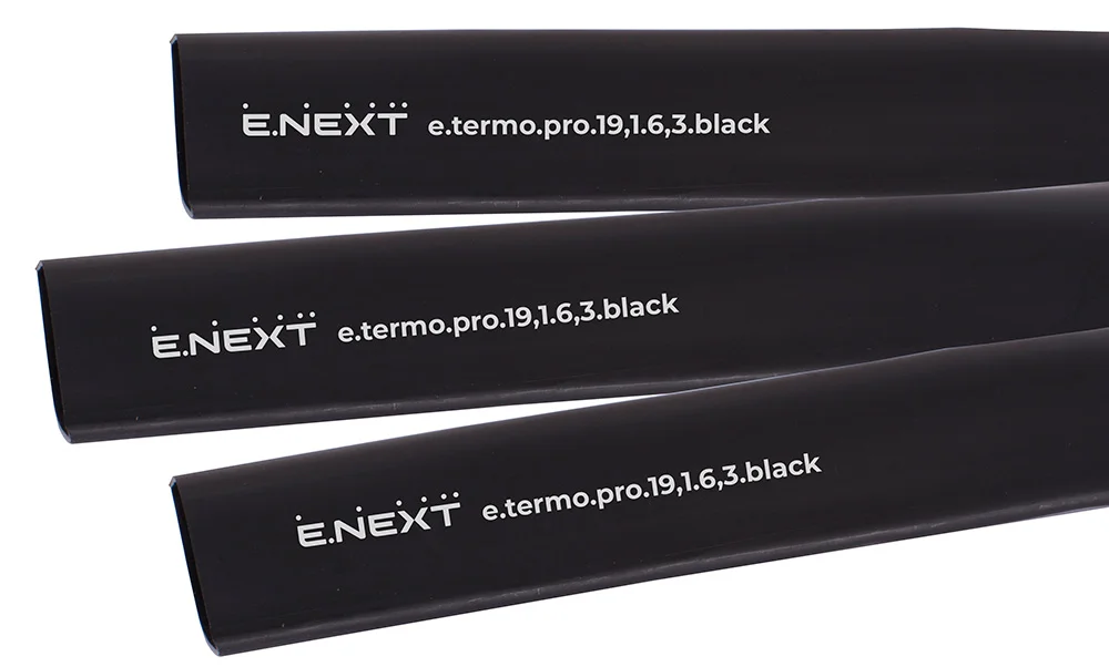 Термоусаживаемая трубка с клеевым слоем e.termo.pro.19,1.6,3.black, 19,1/6,3, 1м, чёрная