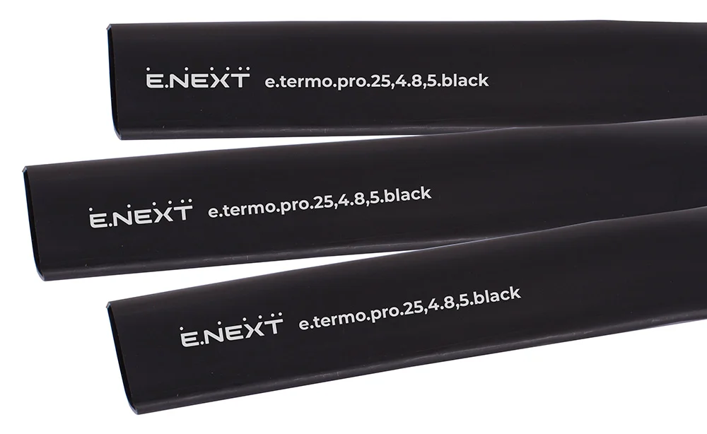 Термоусаживаемая трубка с клеевым слоем e.termo.pro.25,4.8,5.black, 25,4/8,5, 1м, чёрная