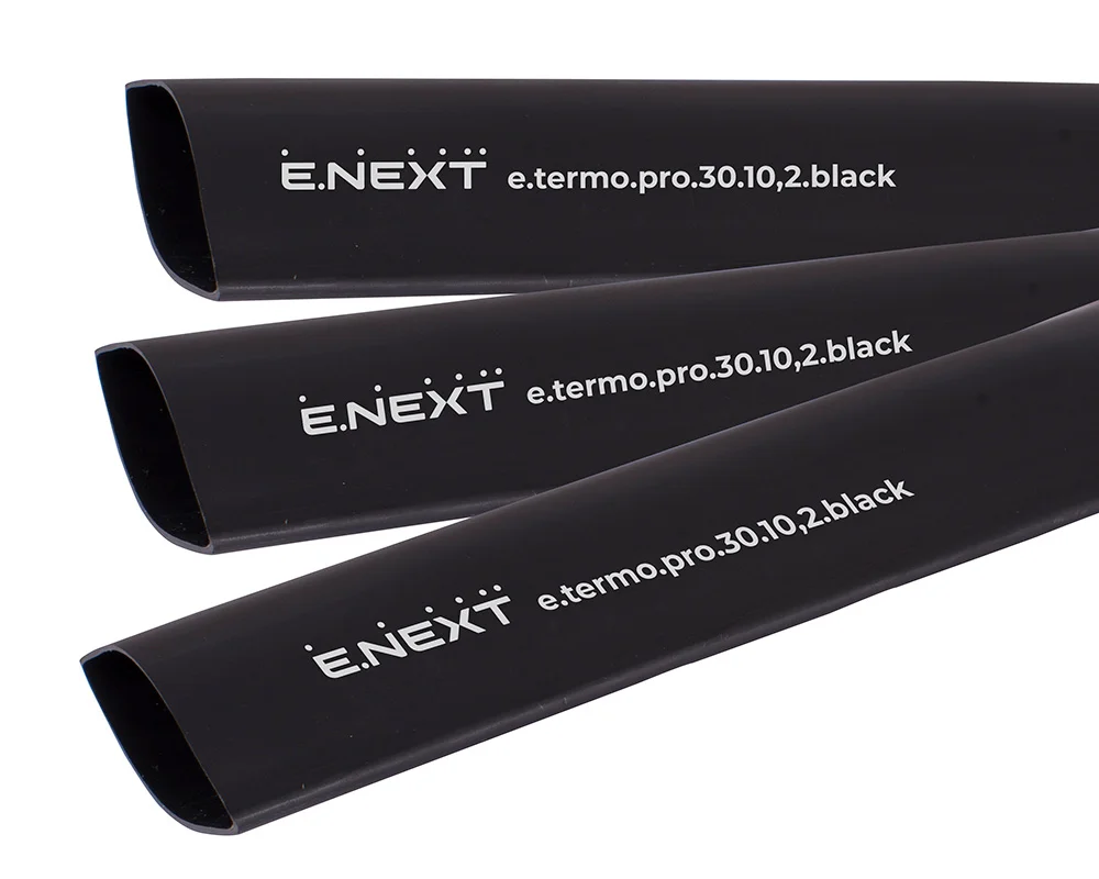 Термоусаживаемая трубка с клеевым слоем e.termo.pro.30.10,2.black, 30/10,2, 1м, чёрная