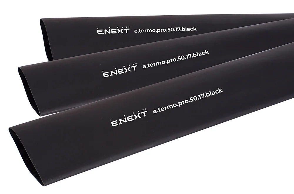 Термоусаживаемая трубка с клеевым слоем e.termo.pro.50.17.black, 50/17, 1м, чёрная