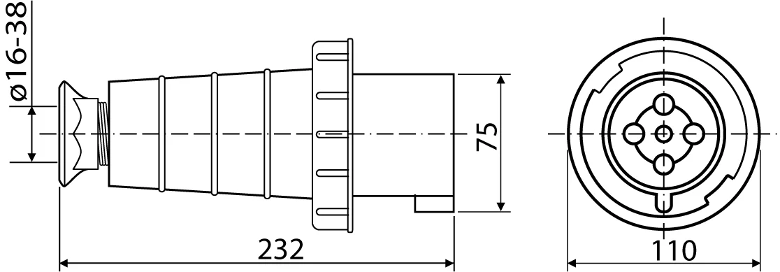 Вилка переносная ВП 63А/5 3Р+N+РЕ (035) АСКО-УКРЕМ A0080010009