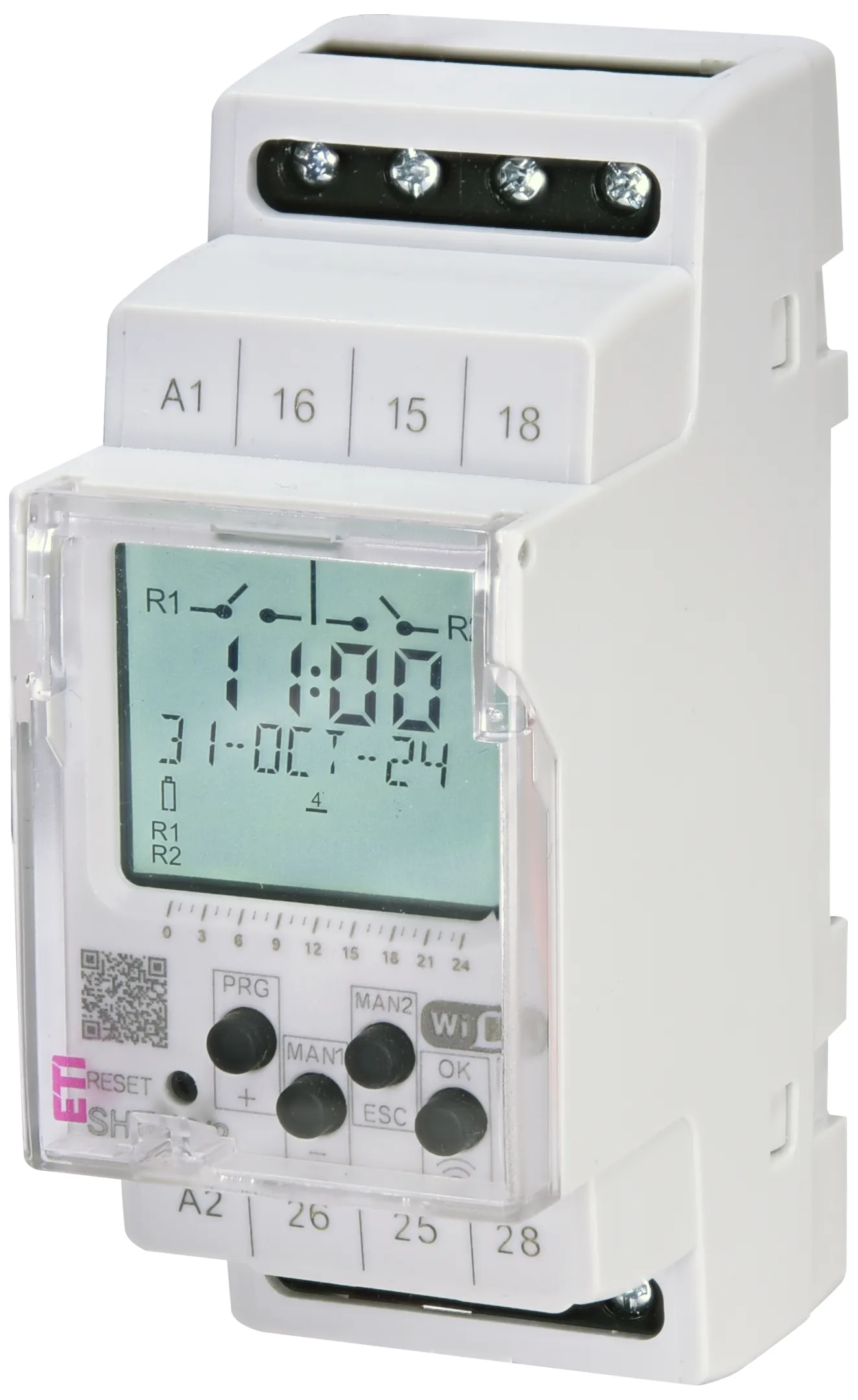 Програмоване цифрове реле часу SHT-13/2 UNI Wi-Fi 24-230V AC/DC 2×16А, ETI (Словенія)