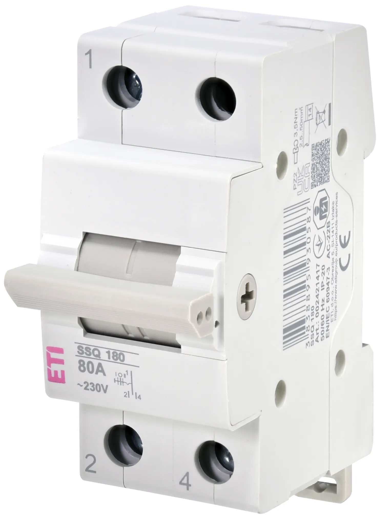 Переключатель нагрузки ETI SSQ 180, 1P, 80А, 230 В AC, 1-0-2