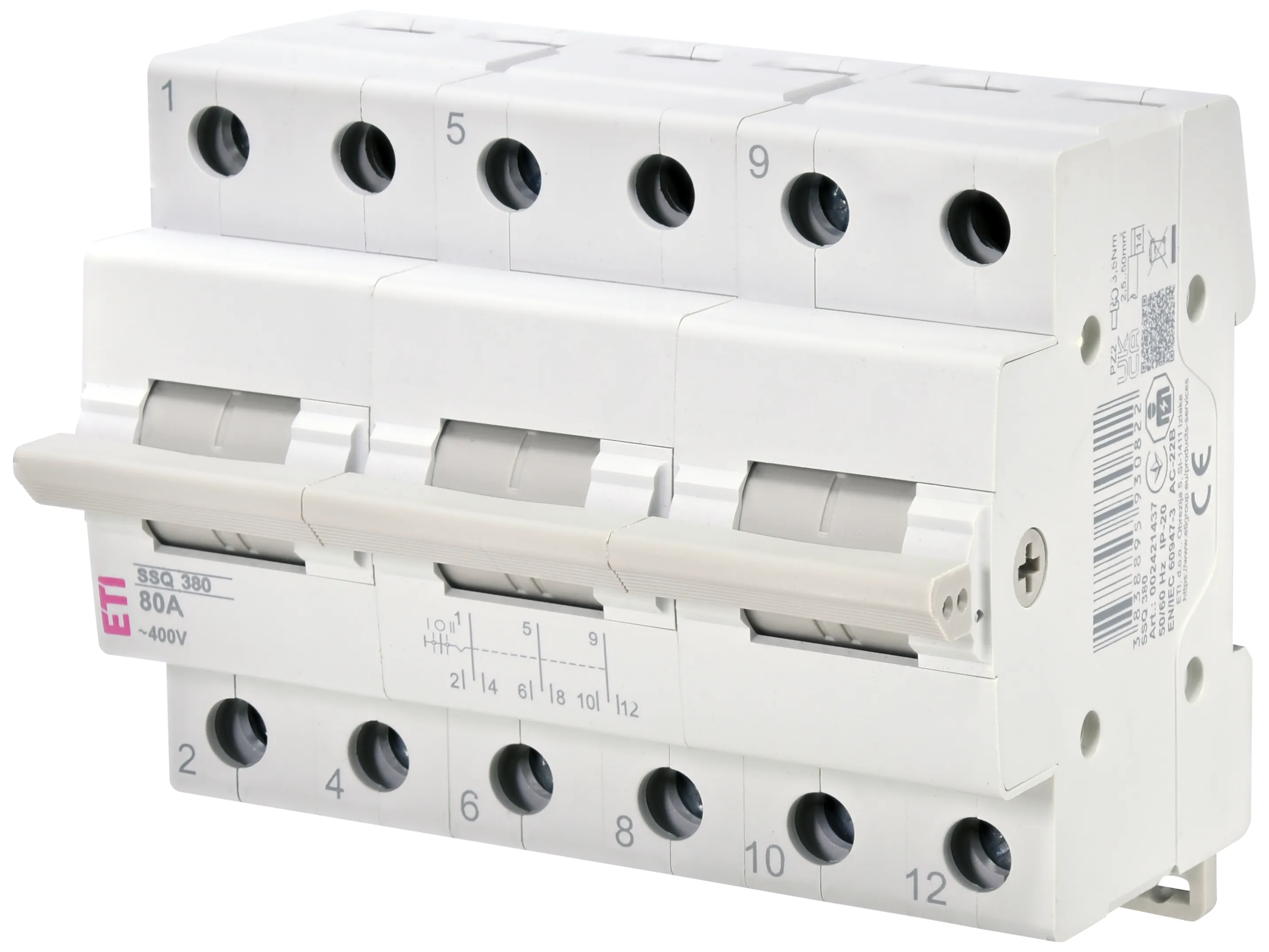 Переключатель нагрузки ETI SSQ 380, 3P, 80А, 400 В AC, 1-0-2