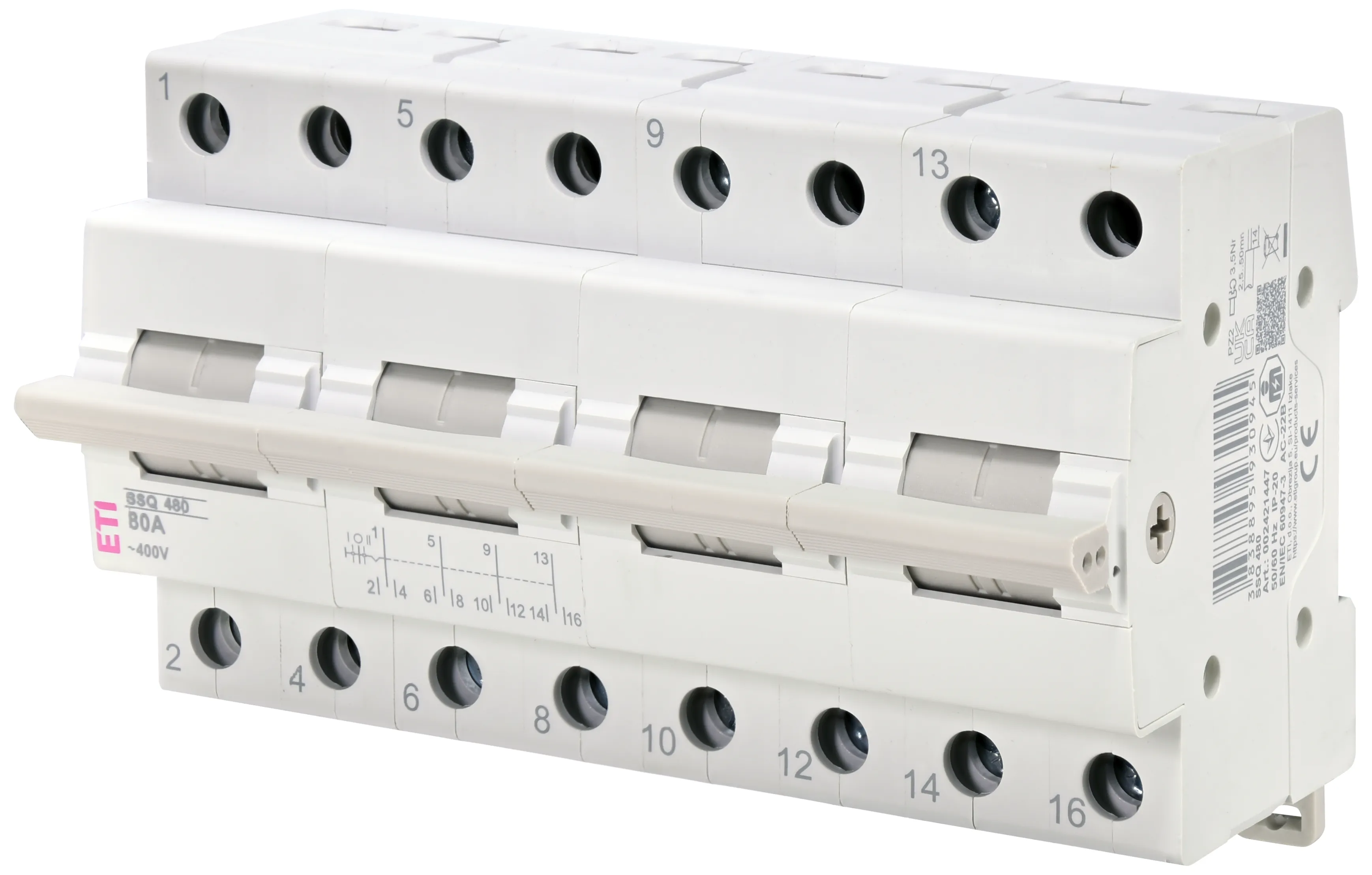 Переключатель нагрузки ETI SSQ 480, 4P, 80А, 400 В AC, 1-0-2