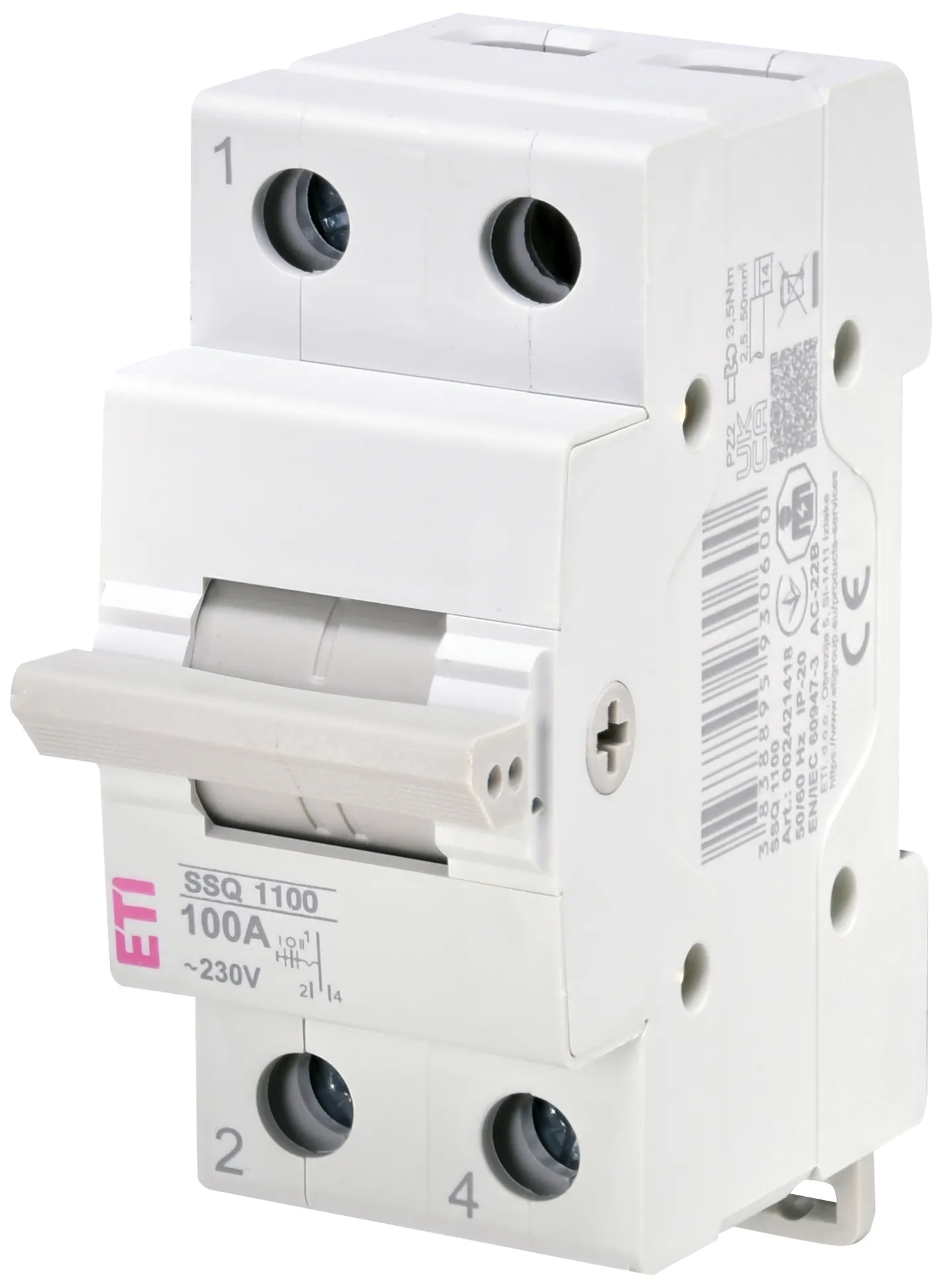 Переключатель нагрузки ETI SSQ 1100, 1P, 100А, 230 В AC, 1-0-2
