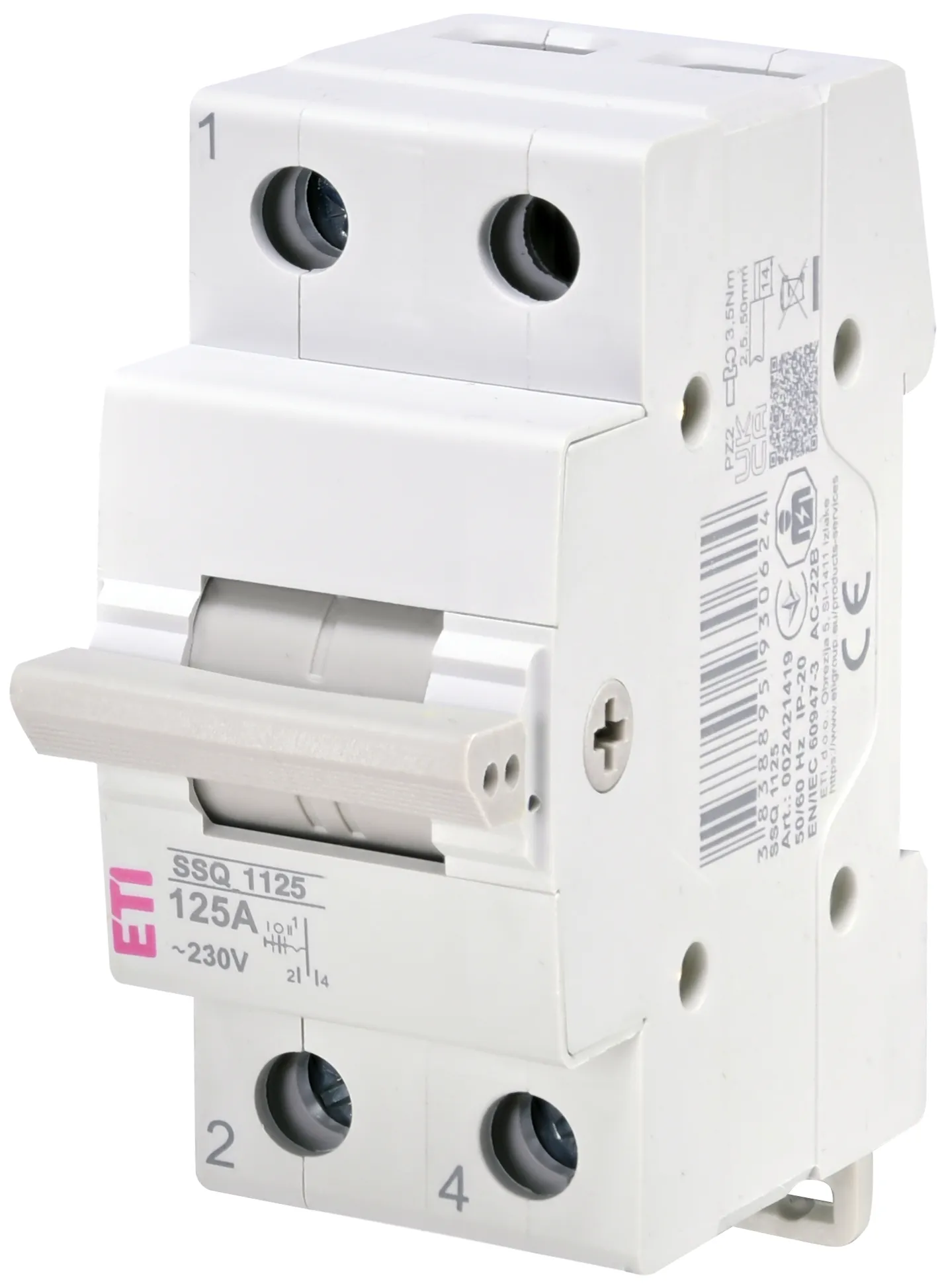 Переключатель нагрузки ETI SSQ 1125, 1P, 125А, 230 В AC, 1-0-2
